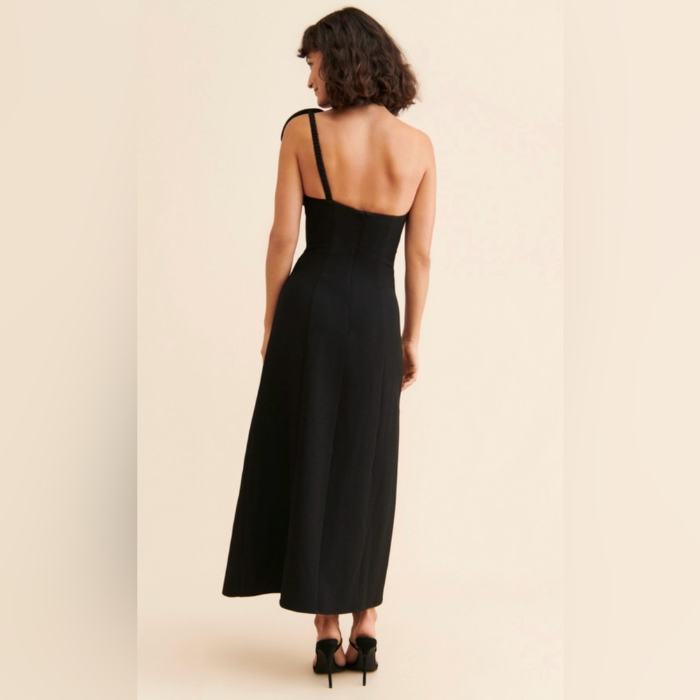 Black one shoulder Flores Dress The Wolf Gang Size L Floral Accent and Slit - Picture 3 of 9